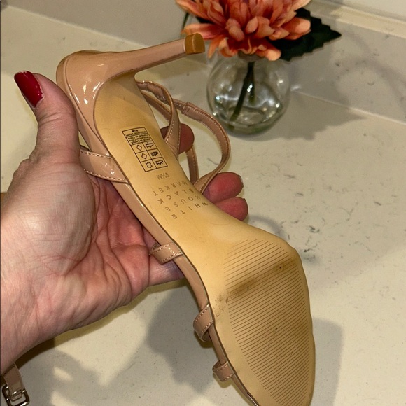 White House Black Market 9.5M 3.5 inch Nude Strappy Heels - Picture 12 of 12